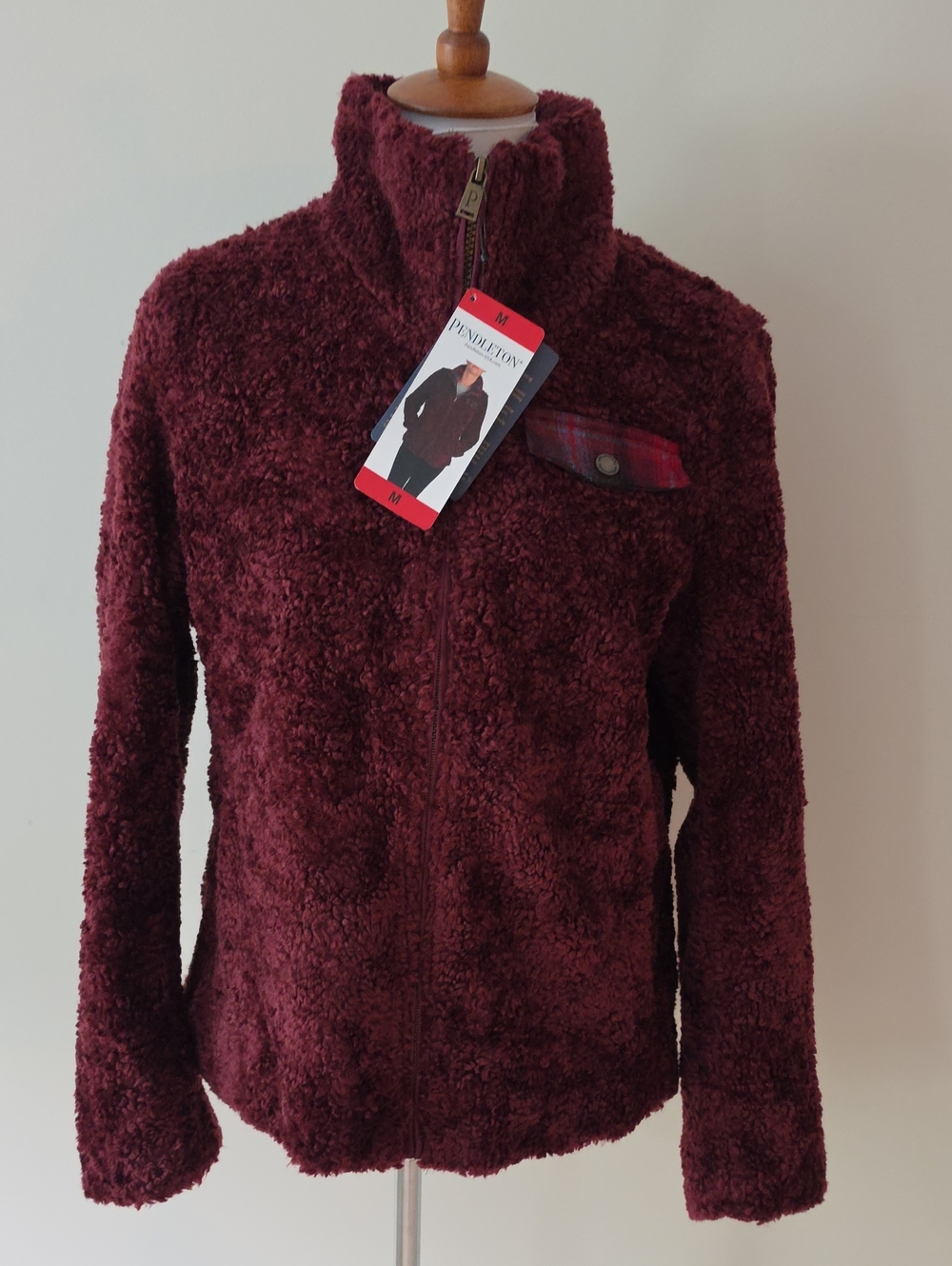 Pendleton Plush Zip-Up Jacket in Burgundy Brand New